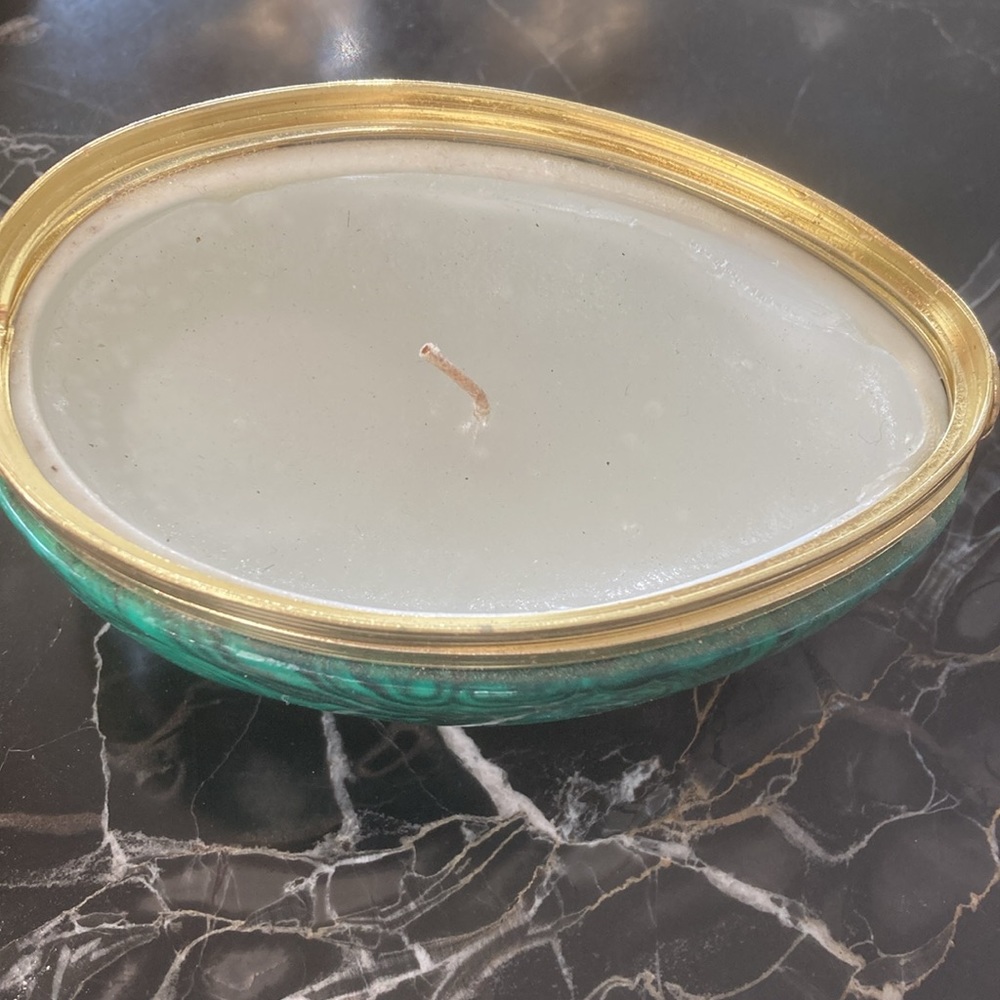 Vintage glass “malachite “ designer candle - Picture 2 of 2